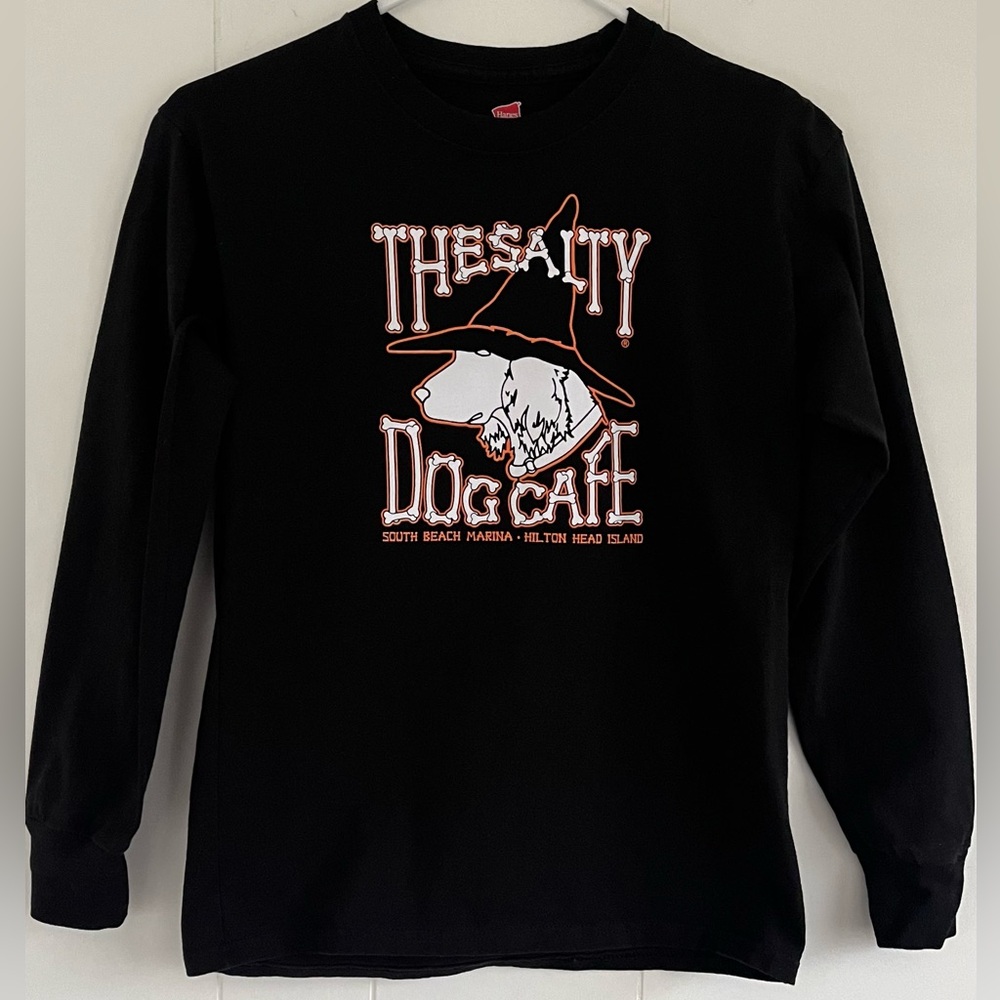 The Salty Dog Cafe Black LongSleeve Witch Dog Bones Hilton Head Island Youth8-10